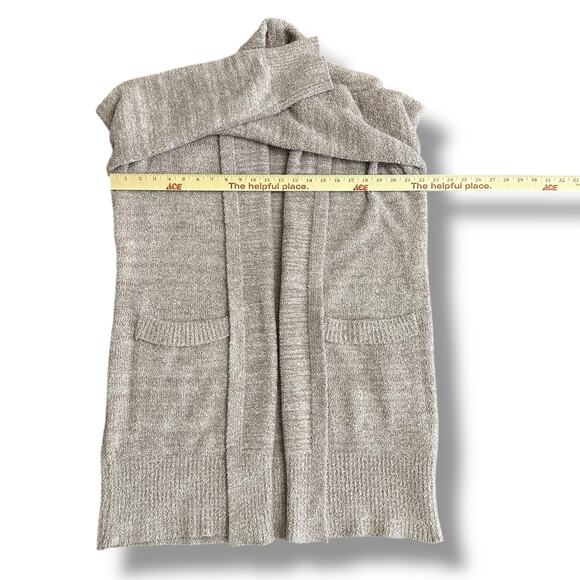 Barefoot Dreams CozyChic Taupe Gray Cardigan Size S Soft Plush Knit Open Front - Picture 3 of 9
